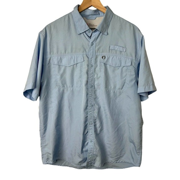 The American Outdoorsman Other - 𝅺The American Outdoorsman L Blue Short Sleeve Button Up Fishing Shirt Vented